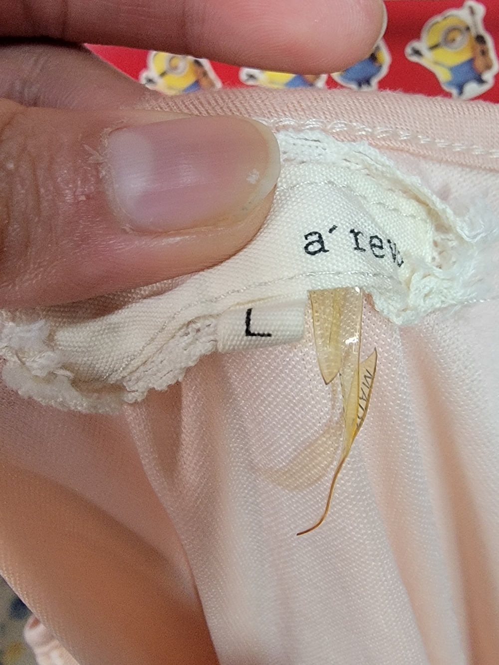 Areve Peach Lace-Embroidered Slip Midi Dress Size Large - Picture 3 of 6